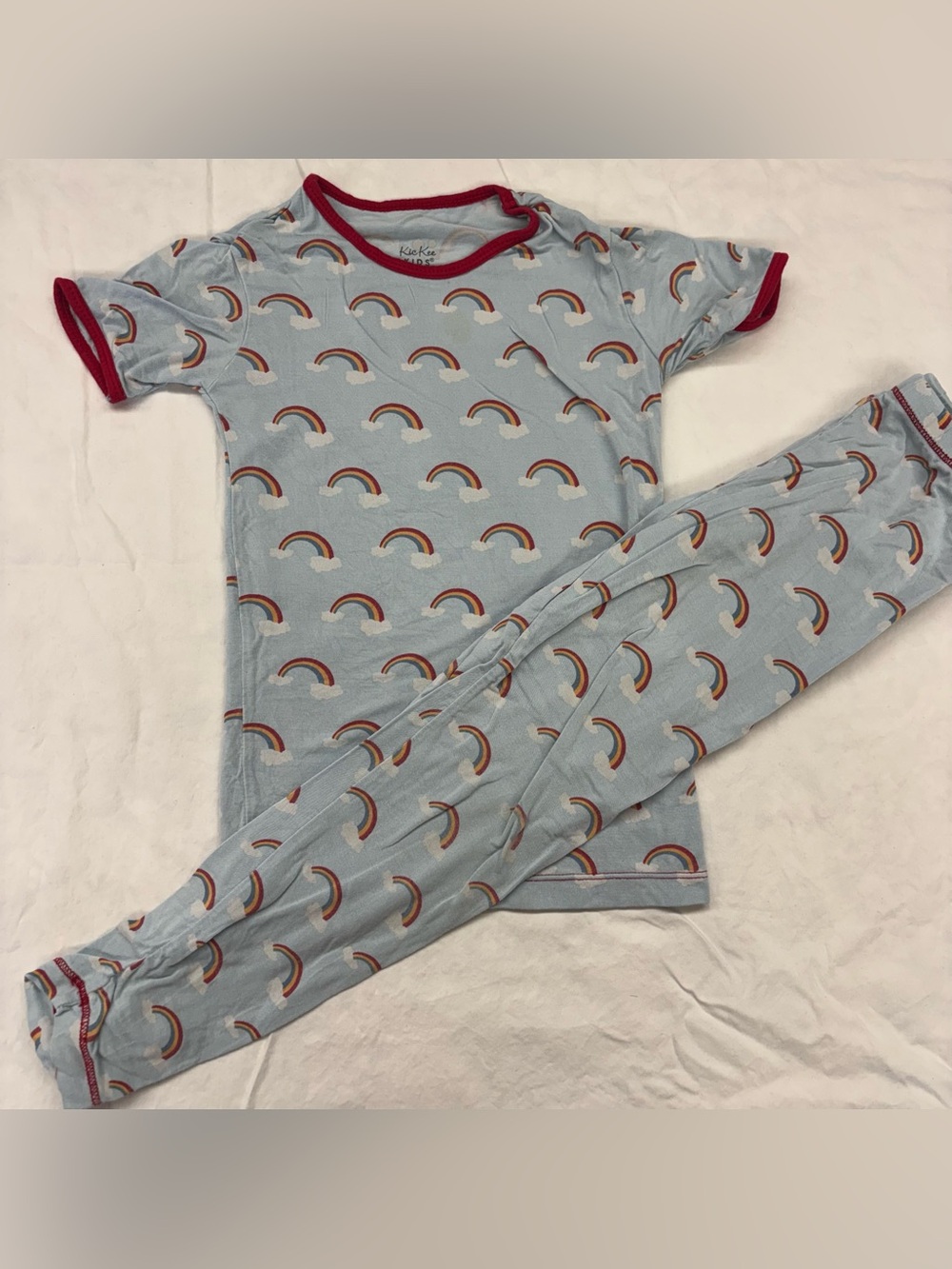 Kickee Pants Light Blue Rainbow Pajama Set Bamboo Gender Neutral Size 6